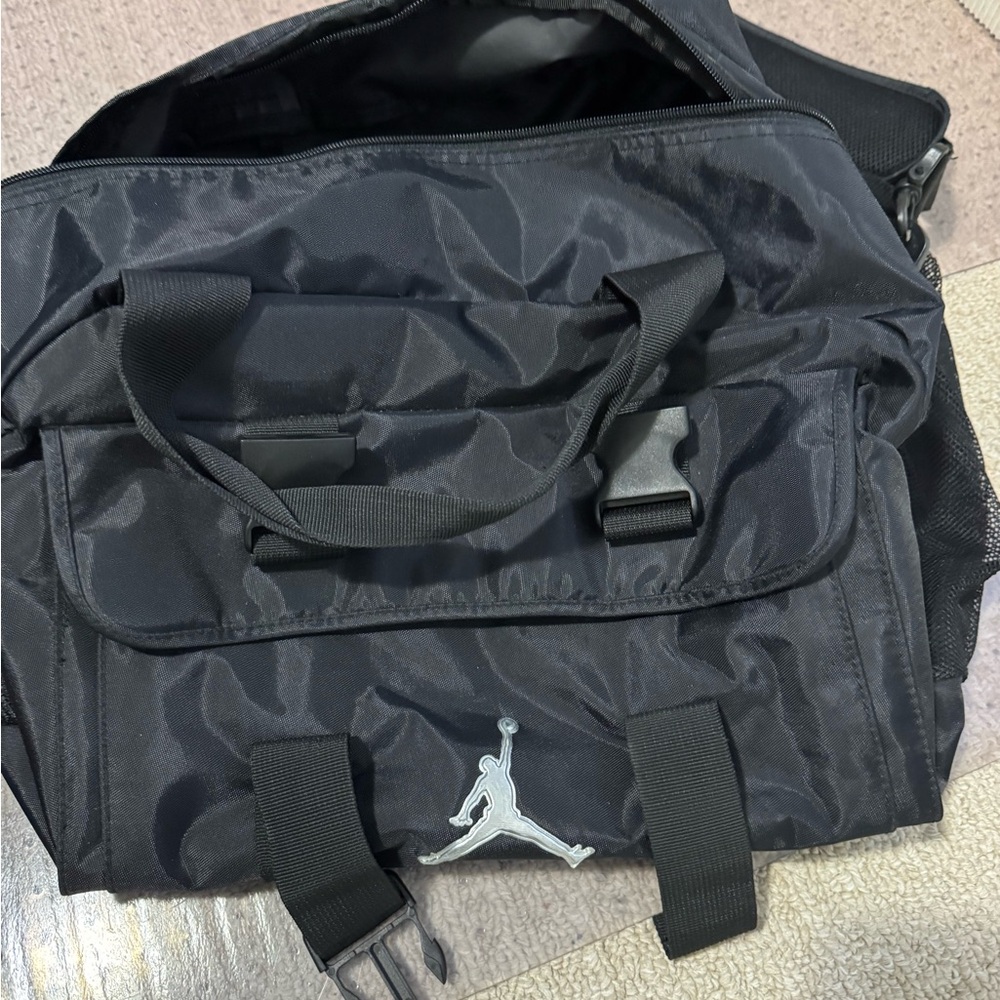 Jordan Black Duffel Bag with Silver Logo